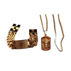 Gold Lord's Prayer Cross Necklace and Bracelet Set | Christian Jewelry