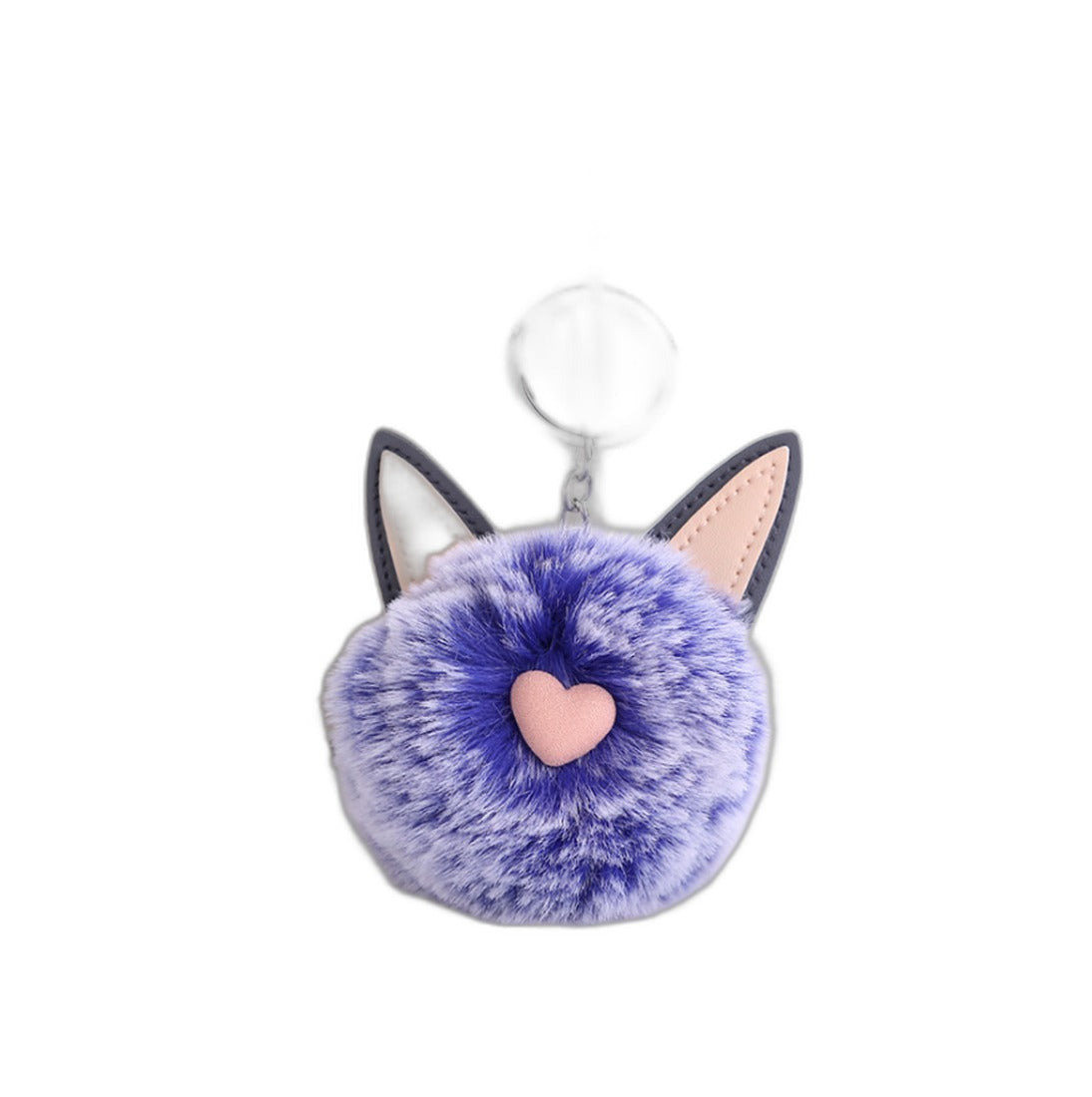 Fuzzy Pom Pom Keychain with Cat Ear Bag Charm | Accessory - Frosting blue / 8CM hair ball (Amazon swatch)