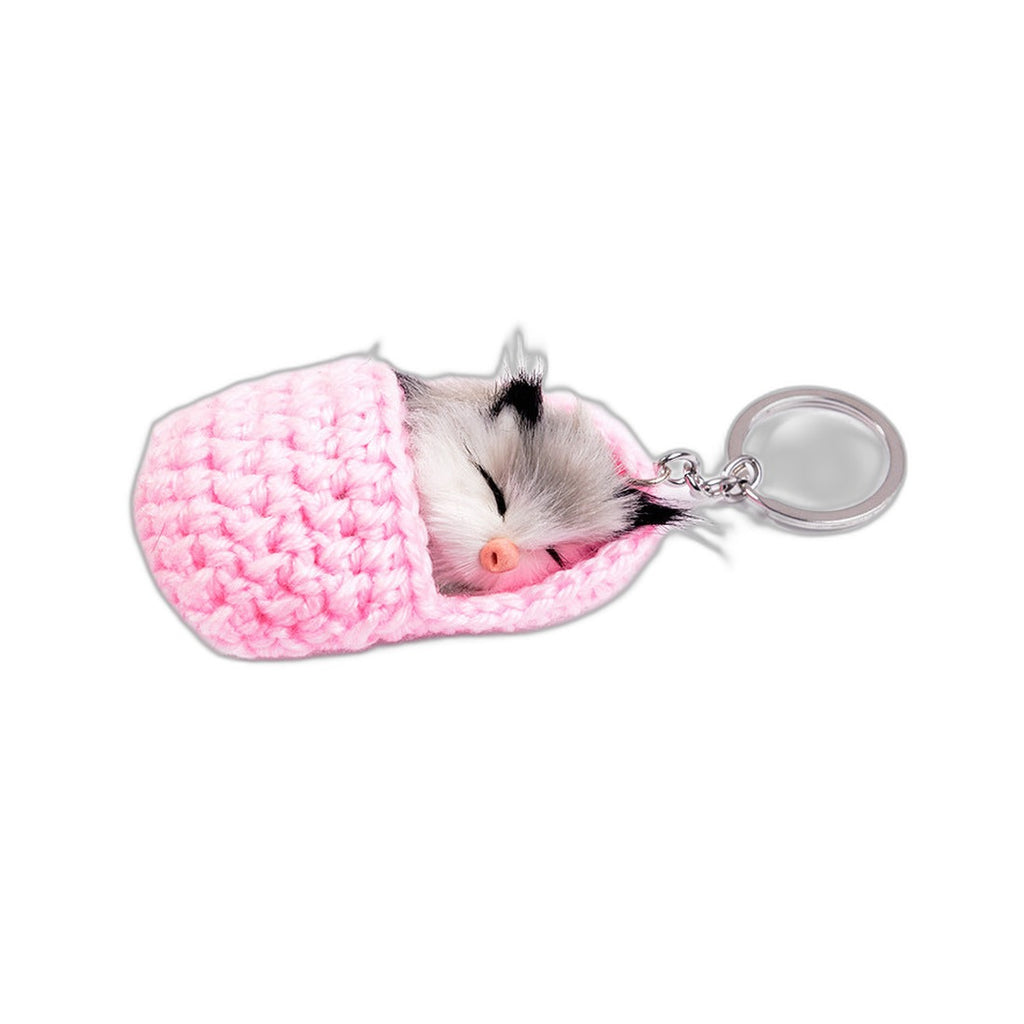 Sleepy Cat Plush Keychain Bag Pendant - Creative Design | Accessory - Pink / 5cmx8cm (Amazon swatch)