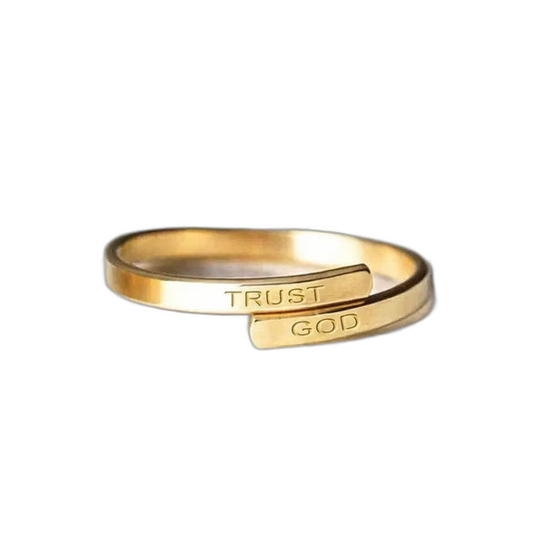 TRUST GOD Adjustable Engraved Ring