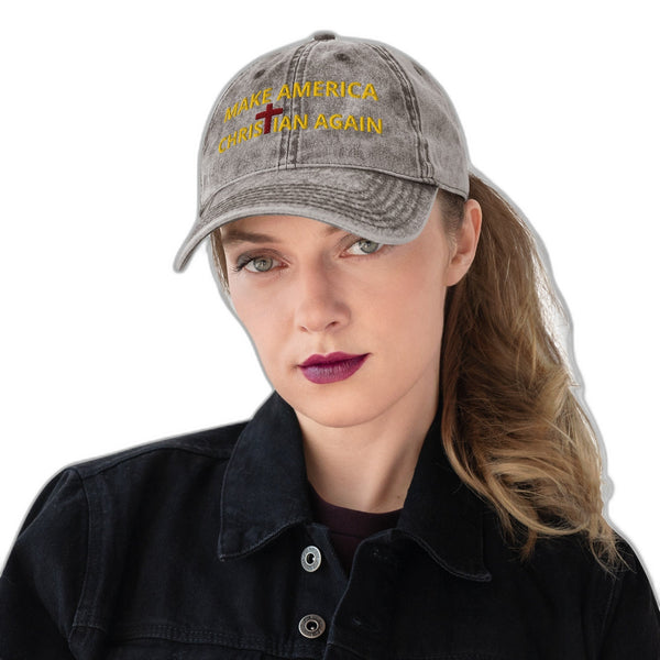 MACA Vintage Christian Hat Grey - Make America Christian Again